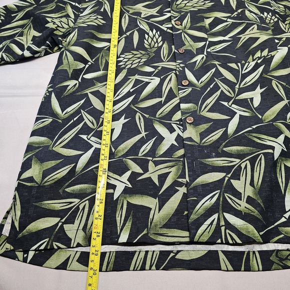 Tommy Bahama Shirt Mens‎ Small Black Green Leaf Hawaiian 100% Silk - Picture 4 of 7